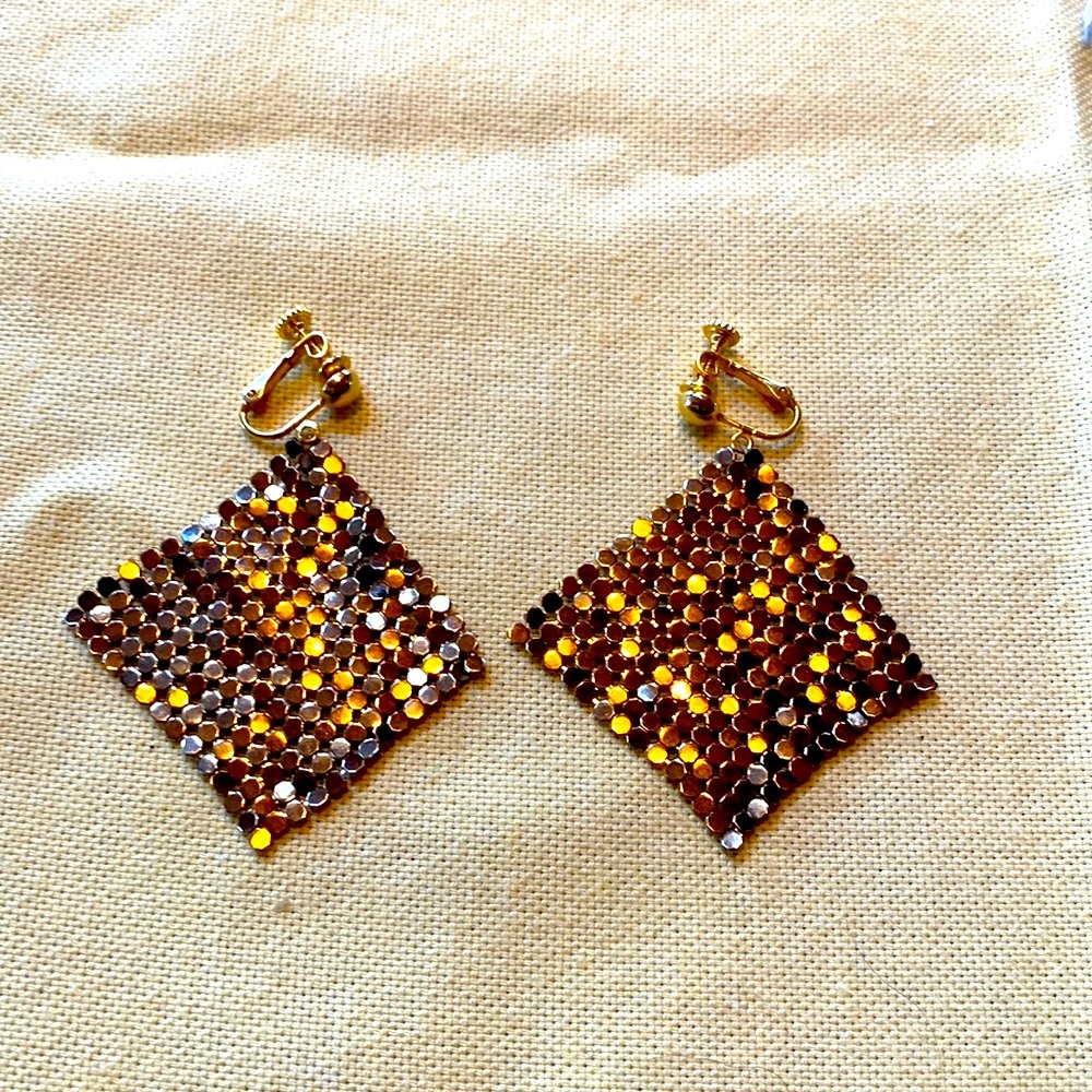 Vintage gold mesh earrings🌺